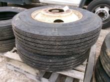 (0587)  11R24.5 TIRES WITH RIMS, NEW TIRES