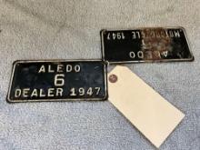 (2) 1947 Aledo Motorcycle license plates