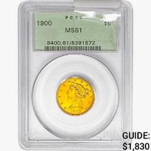 1900 $5 Gold Half Eagle PCGS MS61