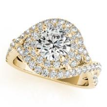 Certified 1.55 Ctw SI2/I1 Diamond 14K Yellow Gold Engagement Halo Ring