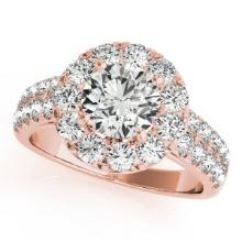 Certified 1.41 Ctw SI2/I1 Diamond 14K Rose Gold Engagement Halo Ring