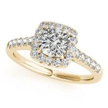 Certified 1.20 Ctw SI2/I1 Diamond 14K Yellow Gold Engagement Halo Ring