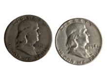 Lot of 2 Franklin Half Dollars - 1951-S & 1952