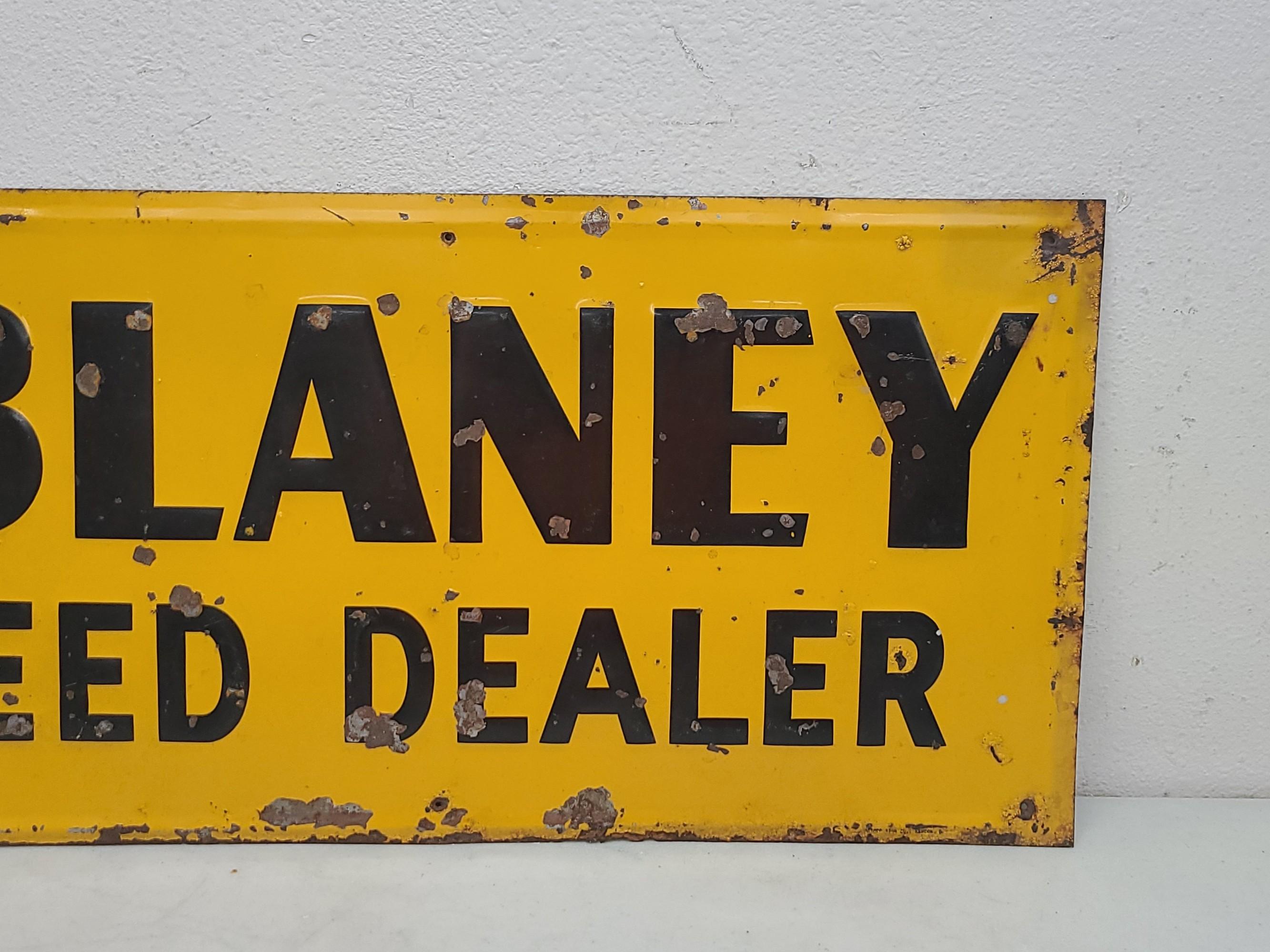SS EMBOSSED Blaney Seed Dealer Sign
