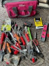 Hyper Tough tool bag and assorted tools. Over 25 pieces