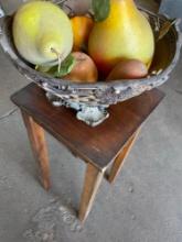Deco end table 30" x 13" table and bowl with artificial fruit