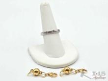 Sterling Silver Diamond Ring & (2) Gold Dipped Magnetic Clasp Converters, 5.75g