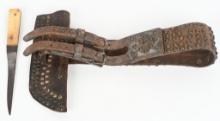 INDIAN/WESTERN TACK DECORATED BELT WITH KNIFE