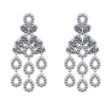 4.96 Ctw VS/SI1 Diamond 14K White Gold Dangle Earrings ALL DIAMOND ARE LAB GROWN