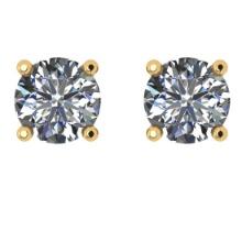 CERTIFIED 2.01 CTW ROUND D/VS1 DIAMOND (LAB GROWN Certified DIAMOND SOLITAIRE EARRINGS ) IN 14K YELL