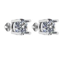 CERTIFIED 1.1 CTW ROUND F/SI2 DIAMOND (LAB GROWN Certified DIAMOND SOLITAIRE EARRINGS ) IN 14K YELLO