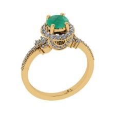 1.61 Ctw VS/SI1 Emerald and Diamond 14K Yellow Gold Engagement Ring(ALL DIAMOND ARE LAB GROWN)