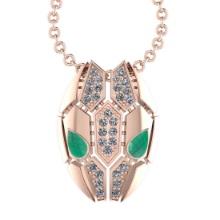 0.91 Ctw VS/SI1 Emerald and Diamond 14K Rose Gold Snake Necklace(ALL DIAMOND ARE LAB GROWN DIAMOND )