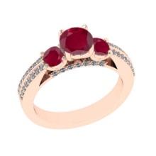 1.86 Ctw VS/SI1 Ruby and Diamond 14K Rose Gold Vintage Style Ring (ALL DIAMOND ARE LAB GROWN DIAMOND