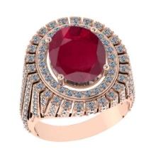 3.92 Ctw VS/SI1 Ruby and Diamond 14K Rose Gold Vintage Style Ring (ALL DIAMOND ARE LAB GROWN DIAMOND