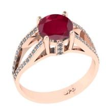 1.80 Ctw VS/SI1 Ruby and Diamond 14K Rose Gold Engagement Halo Ring(ALL DIAMOND ARE LAB GROWN)