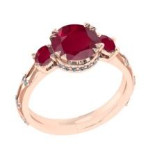 2.63 Ctw VS/SI1 Ruby and Diamond 14K Rose Gold Vintage Style Ring (ALL DIAMOND ARE LAB GROWN DIAMOND