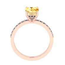 0.95 Ctw VS/SI1 Citrine and Diamond 14K Rose Gold Engangement Ring (ALL DIAMOND LAB GROWN Diamond )