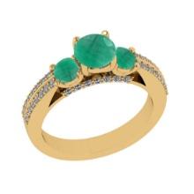 1.86 Ctw VS/SI1 Emerald and Diamond 14K Yellow Gold Vintage Style Ring (ALL DIAMOND ARE LAB GROWN DI