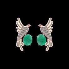 7.33 Ctw VS/SI1 Emerald And Diamond 14K Rose Gold Stud Earrings (ALL DIAMOND ARE LAB GROWN )
