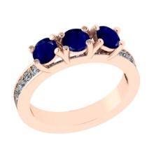 1.25 Ctw VS/SI1 Blue Sapphire and Diamond 14K Rose Gold Engagement Ring(ALL DIAMOND ARE LAB GROWN)