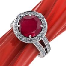 2.35 CtwVS/SI1 Ruby and Diamond14K White Gold Engagement Halo Ring (ALL DIAMOND ARE LAB GROWN)