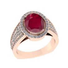 3.00 Ctw VS/SI1 Ruby and Diamond 14K Rose Gold Vintage Style Ring (ALL DIAMOND ARE LAB GROWN DIAMOND