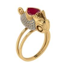 2.06 Ctw VS/SI1 Ruby and Diamond 14K Yellow Gold Animal Ring (ALL DIAMOND ARE LAB GROWN)