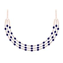 19.95 Ctw VS/SI1 Blue Sapphire and Diamond 14K Rose Gold Necklace ( ALL DIAMOND LAB GROWN )