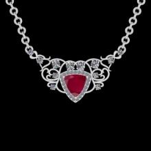5.10 Ctw VS/SI1 Ruby and Diamond 14K White Gold Necklace (ALL DIAMOND ARE LAB GROWN )