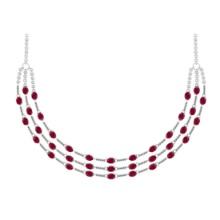 19.95 Ctw VS/SI1 Ruby and Diamond 14K White Gold Necklace ( ALL DIAMOND LAB GROWN )