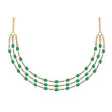 19.95 Ctw VS/SI1 Emerald and Diamond 14K Yellow Gold Necklace ( ALL DIAMOND LAB GROWN )