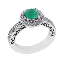 1.90 Ctw VS/SI1 Emerald and Diamond 14K White Gold Engagement Ring(ALL DIAMOND ARE LAB GROWN)
