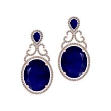 3.50 Ctw VS/SI1Blue sapphire and Diamond 14K Rose Gold Earrings (ALL DIAMONDS ARE LAB GROWN)