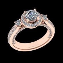 1.26 Ctw VS/SI1 Diamond Prong Set 18K Rose Gold Engagement Ring