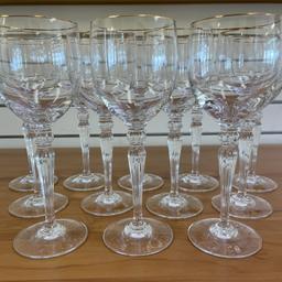 Waterford Carelton Gold Crystal Water Goblets Set Of 12