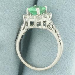 Mint Green Tourmaline And Diamond Halo Ring In 14k White Gold