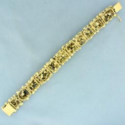 Designer Ruby And Lapis Lazuli Flower Design Bracelet In 14k Yellow Gold