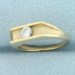 Tension Set Diamond Solitaire Ring In 14k Yellow Gold