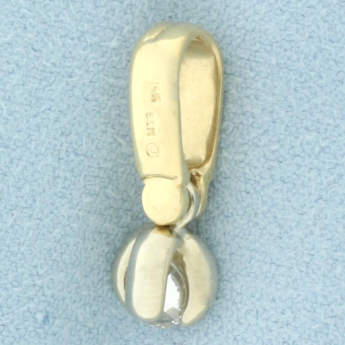 Diamond Swinging Mechanical Pendant In 14k Yellow And White Gold