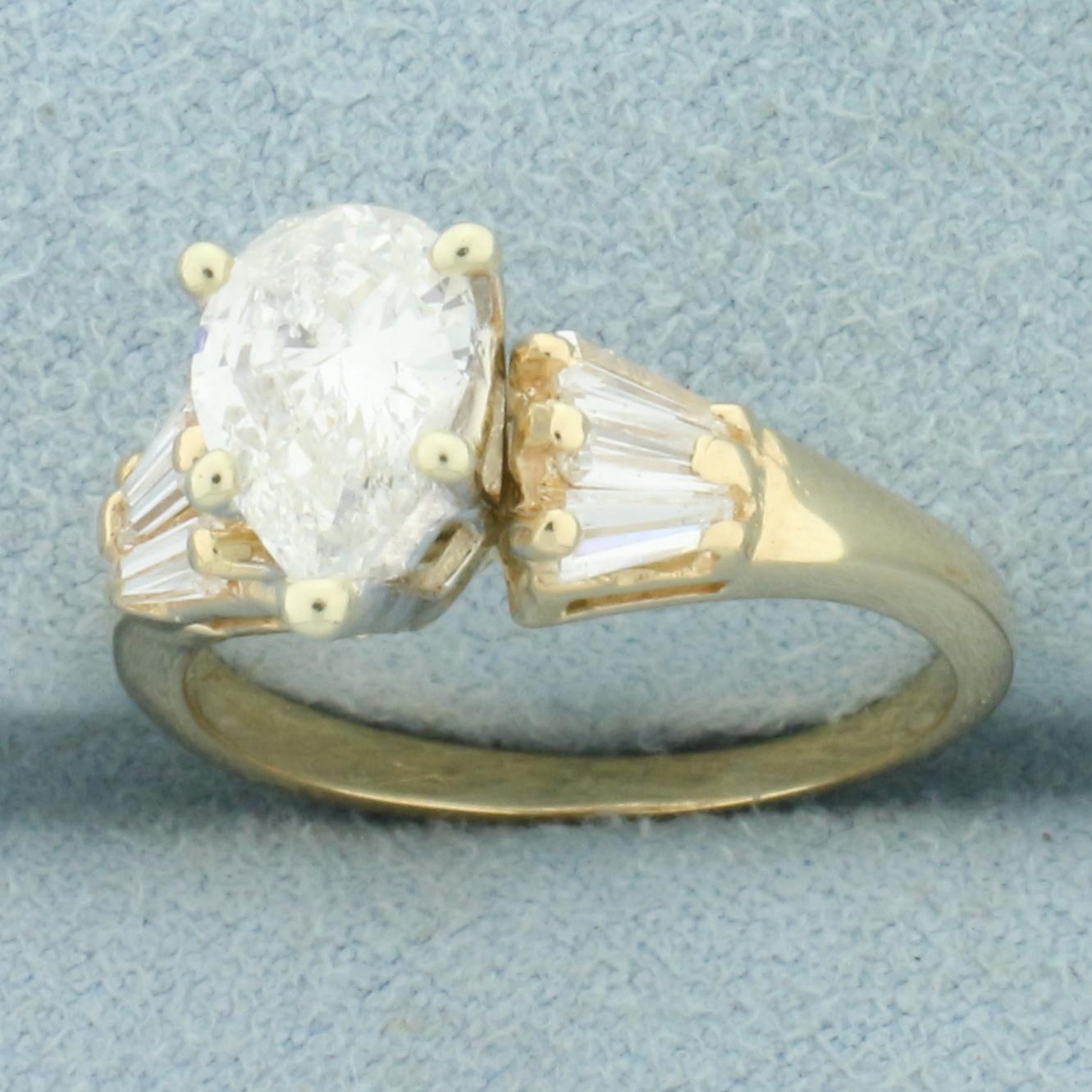 Pear Diamond Engagement Ring In 14k Yellow Gold
