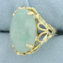 Jade Solitaire Ring In 14k Yellow Gold