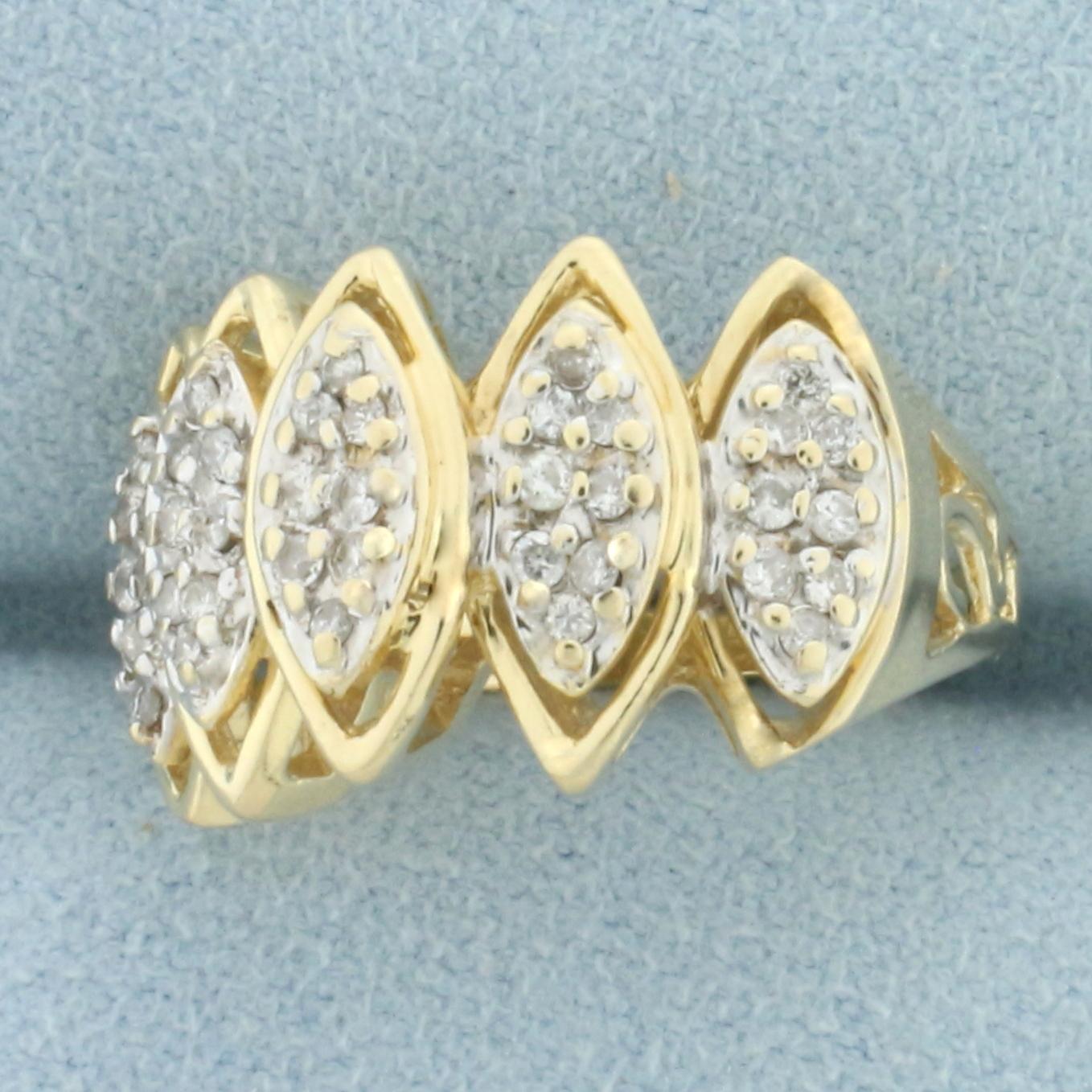 Vintage Pave Diamond Pave Ring In 14k Yellow Gold