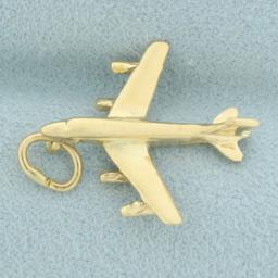 3-d Passenger Jet Airplane Charm In 14k Yellow Gold