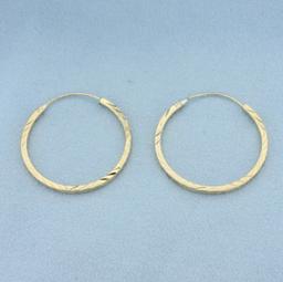 Diamond Cut Squared Edge Hoop Earrings In 14k Gold Plated Sterling Silver