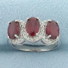 Madagascar Ruby And White Zircon Ring In Sterling Silver
