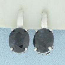 Midnight Sapphire Drop Earrings In Sterling Silver