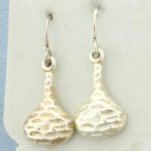 Hammered Finish Dangle Drop Earrings In Sterling Silver
