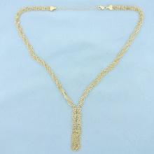 Mesh Bead Dangle Design Necklace In 14k Yellow Gold