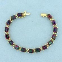 24ct Mystic Topaz Line Bracelet In 14k Yellow Gold